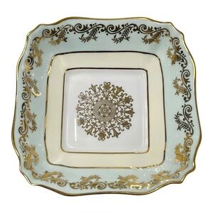 Grosvenor England Bone China Elegant Gold and Cream Square Plate